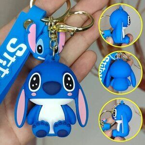 Disney Stitch (of Lilo & Stitch) Silicone Keychain Wristlet Charm – Blue
